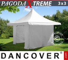 Partytent 3x3m / (4x4m) Wit, inkl. 4...