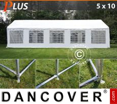 Partytent 5x10m PE, Wit + Grondframe